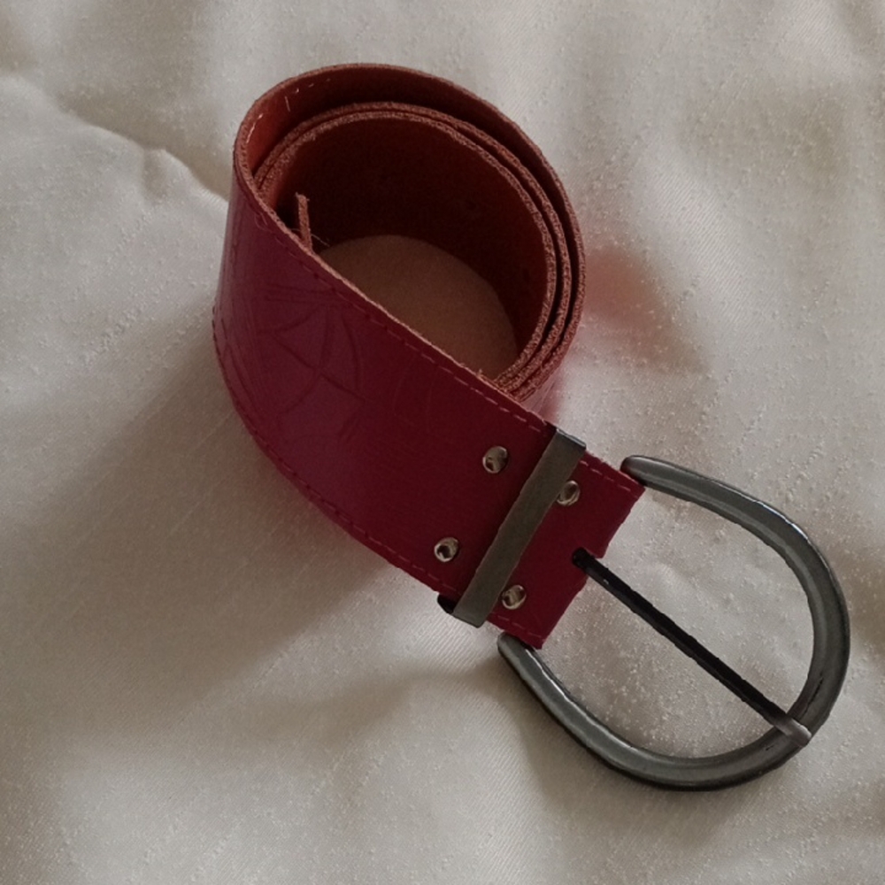Vintage Stylish Pink Belt with Silver Buckle